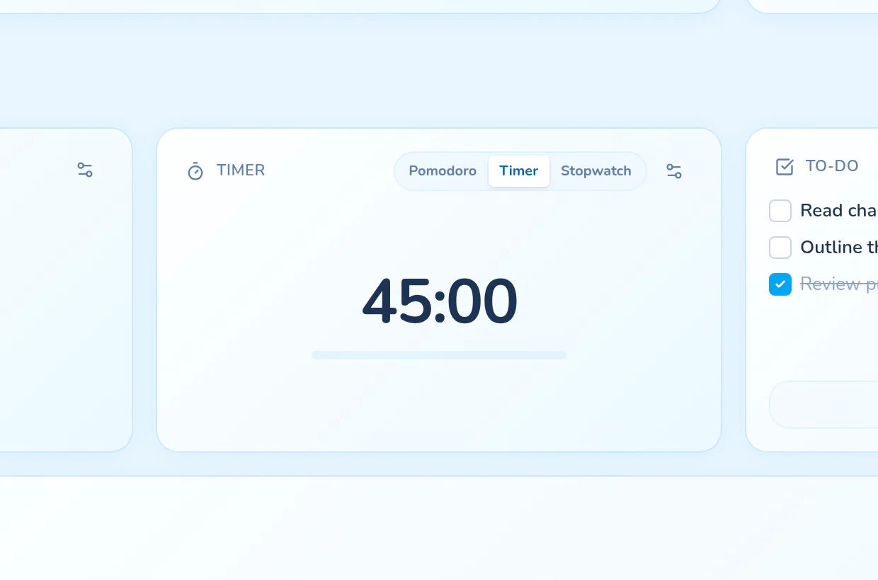 A flexible countdown focus timer on Pikospace Home