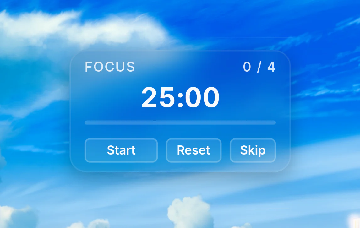 A completed focus room with timer and task tools ready to use